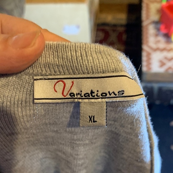 Pullover Knit Gray and Cream women’s Sweater Wool blend Pocket Preppy Academia - Picture 4 of 6